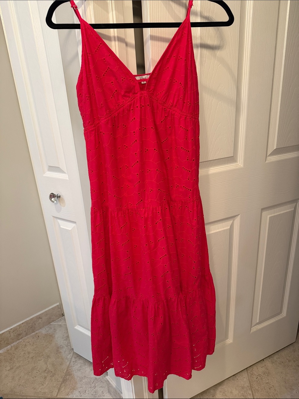 Women’s Eyelet Spaghetti‑Strap Maxi Dress - Pink